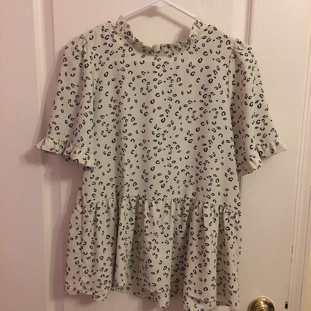 Leopard print ruffle blouse